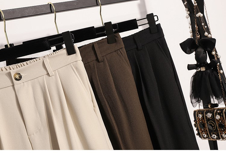 Plus Size Pants Woman 2025 Autumn Winter New Arrival High Waist Suit Pants High Quality Korean Style Straight Trousers