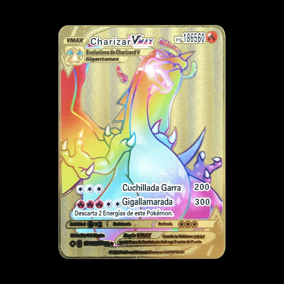Pokemon 183200 Points High Hp Gold Black English French Metal Cards Vmax Mega GX Game Collection Cards Charizard Pikachu Mewtwo