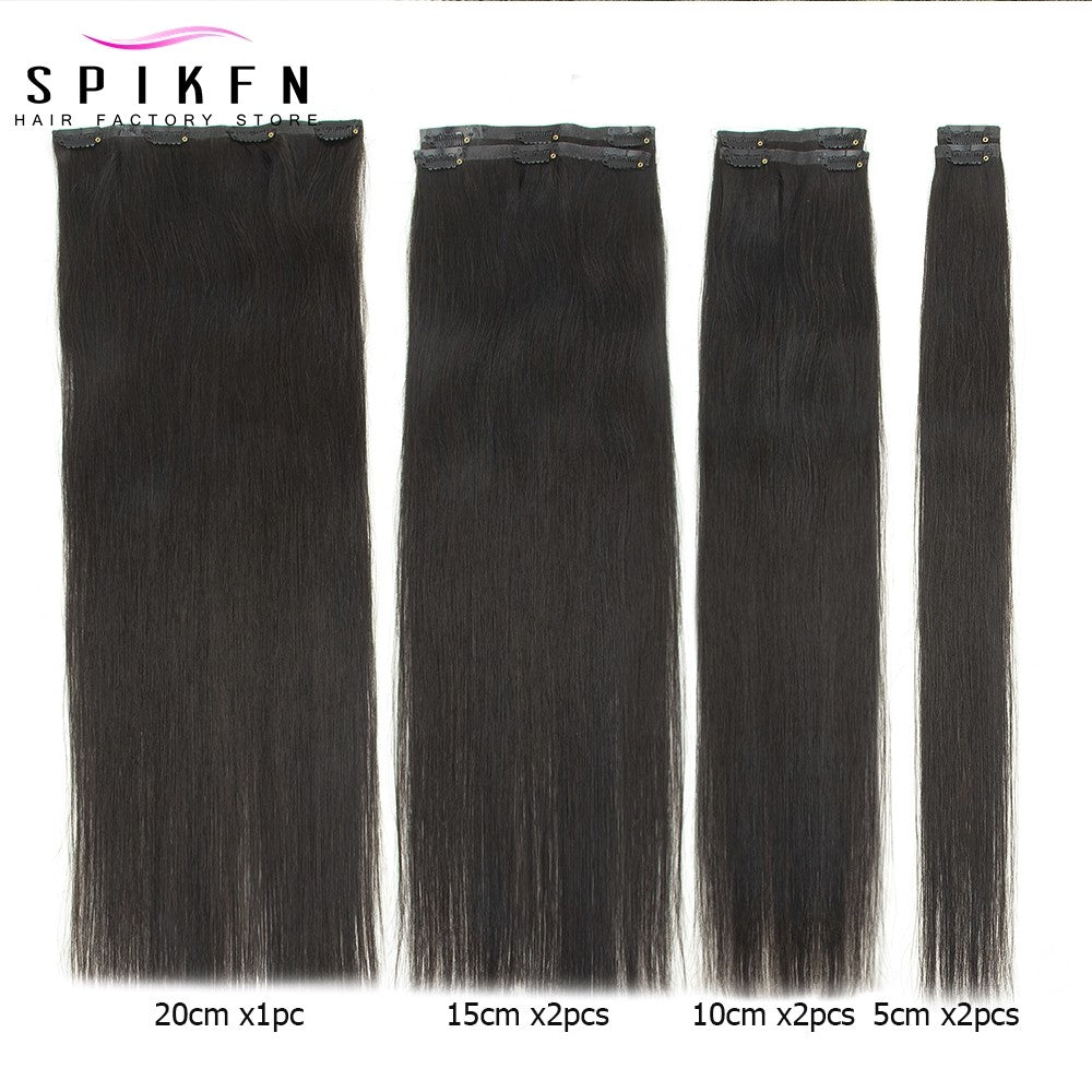 Invisible PU Clip ins Extensions 100-120g 7pcs/set Clip in Human Hair Chocolate Brown Straight Machine Remy Hair Pieces Clip On