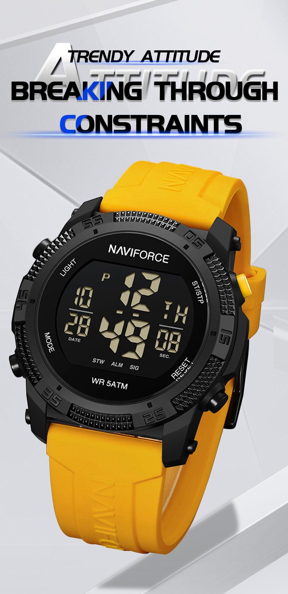 NAVIFORCE Brand Original Men Fashion Watch Water Resistant Personality Wristwatches Luxury Silicone Strap Electronic Clock 2024
