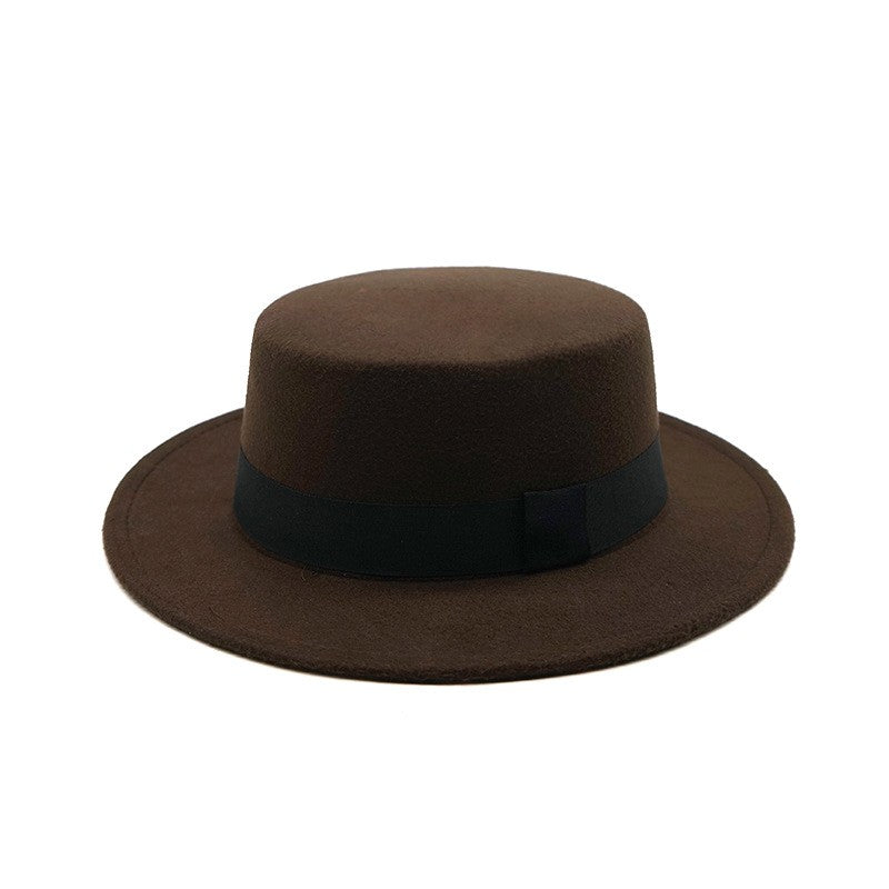 Winter Autumn Fashion Women Men Unisex Wide Brim Panama Hat Autumn Winter Gentleman Elegant Jazz Church Cap Beige Black Red