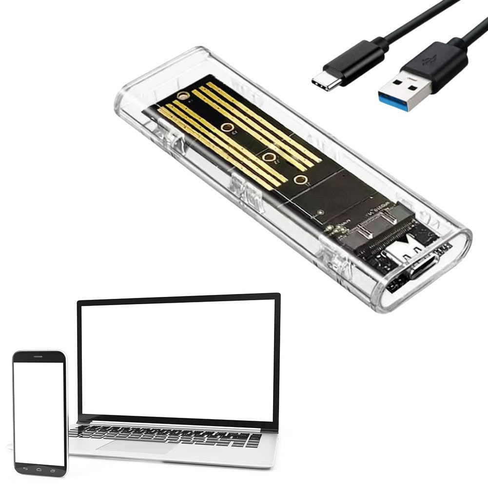 M.2 NGFF SATA Type C 3.1 Hard Disk Box 10Gbps Transparent External SSD Case External SSD Adapter for 2230 2242 2260 2280