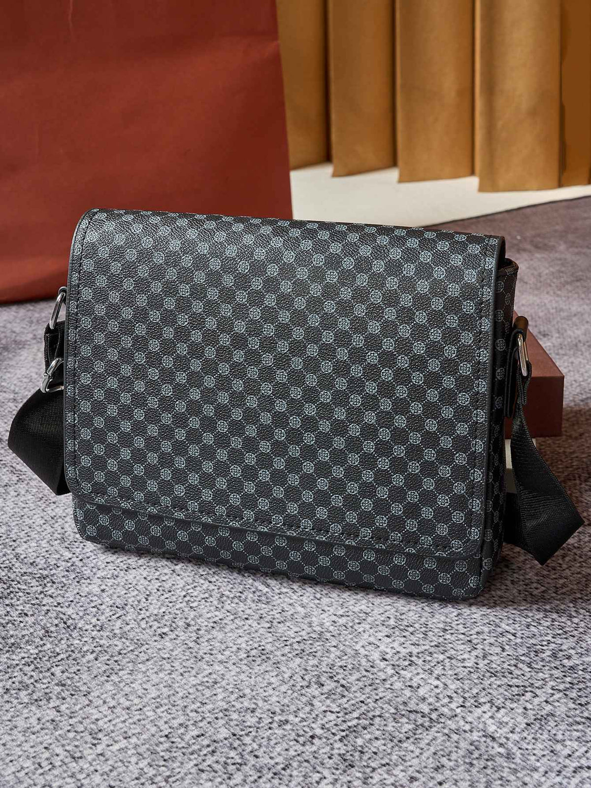 ??24cm Men's Crocodile Embossed Crossbody Bag - Slim Anti-Theft PU Sling Bag w/ Phone Pocket, Fits 10" Tablet & Passport