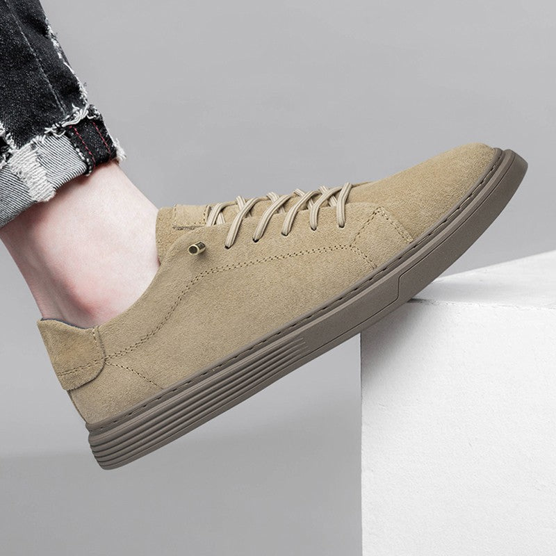 New Men's Suede Fashionable Lace-Up Casual Shoe Breathable And Comfortable Walking Shoe Anti -Slip And Wear-Resistant Flat Shoes
