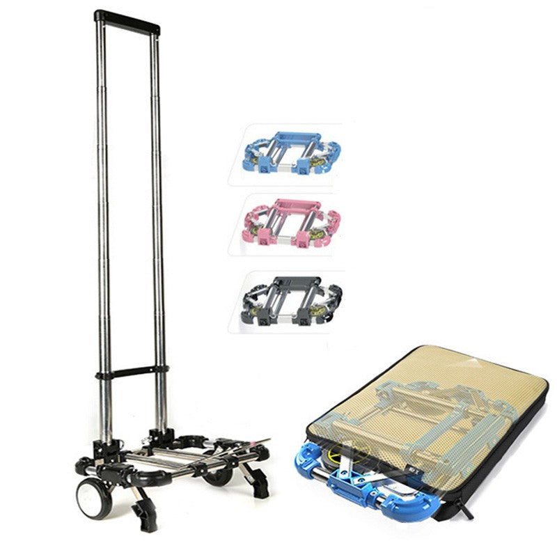 Full folding stainless steel luggage car Bearing capacity 30kg luggage Easy to carry trolley suitcase Schoolbags shopping carts