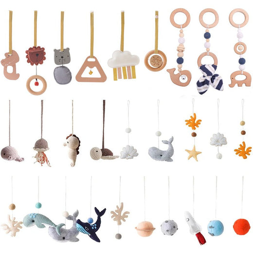 Newborn Gym Pendant Toys Wooden Mobile Crib Hanging Rattle Teether Baby Sensory Toys For Stroller Gym Activity Product Gifts