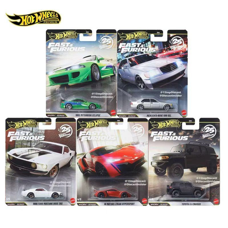 New Hot Wheels 1:64 Fast & Furious 25th Anniversary Set Mitsubishi Mercedes Mustang Etc Classic Diecast Vehicle Cars Model