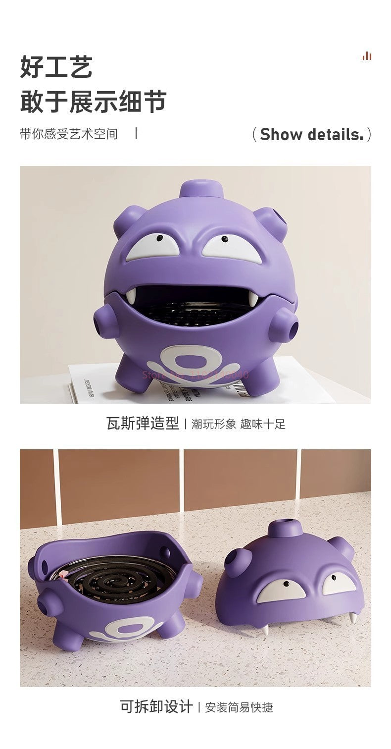 Cartoon Koffing Mosquito Coil Tray Anime Gastly Indoor Incense Holder Cute Bedroom Grimer Figure Desktop Car Decoration Gas Toy
