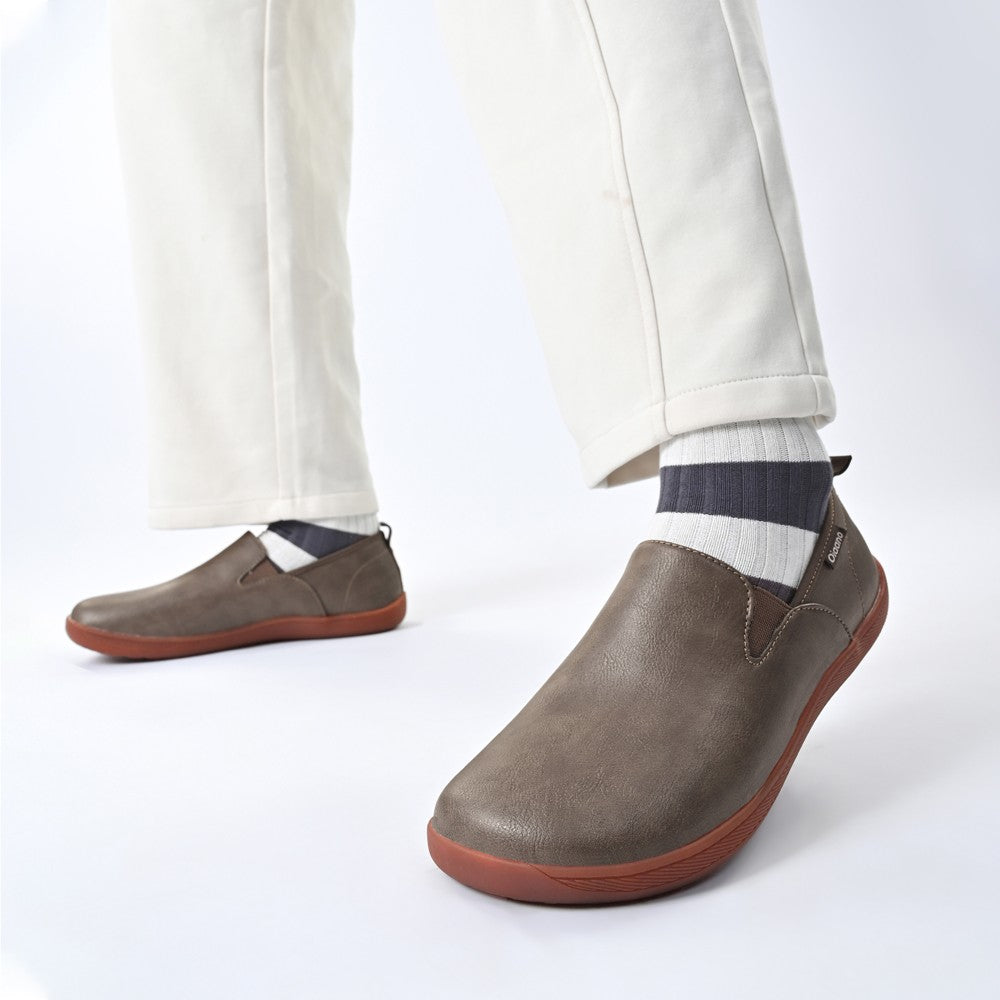 Oiaano Wide Toe Men Minimalist Shoes Comfortable Sneakers Leather Casual Shoes Black Slip On Leisure Loafers Drive Office