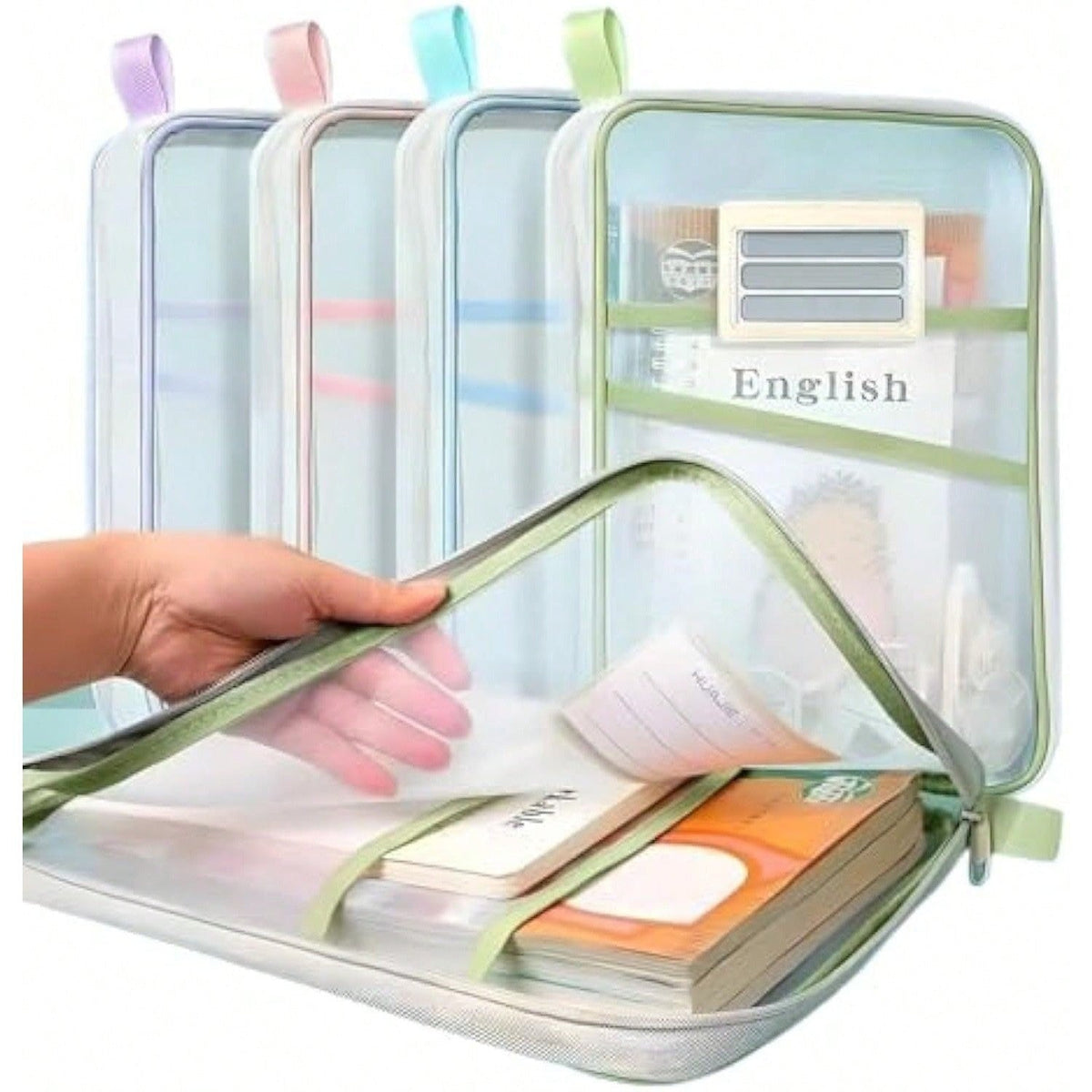 Transparent Zippered Mesh File Organizer Ergonomic Design for School Office Home Desk Storage