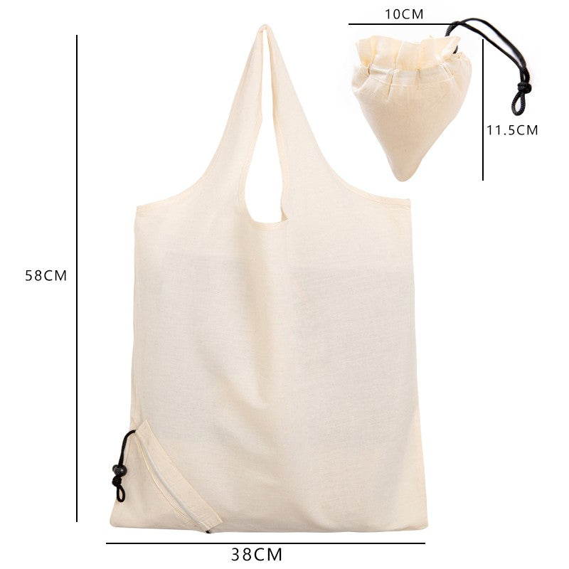2024 ECO Cotton Shopping bag Folding Package Women Men Reusable Canvas Fold Pouch white