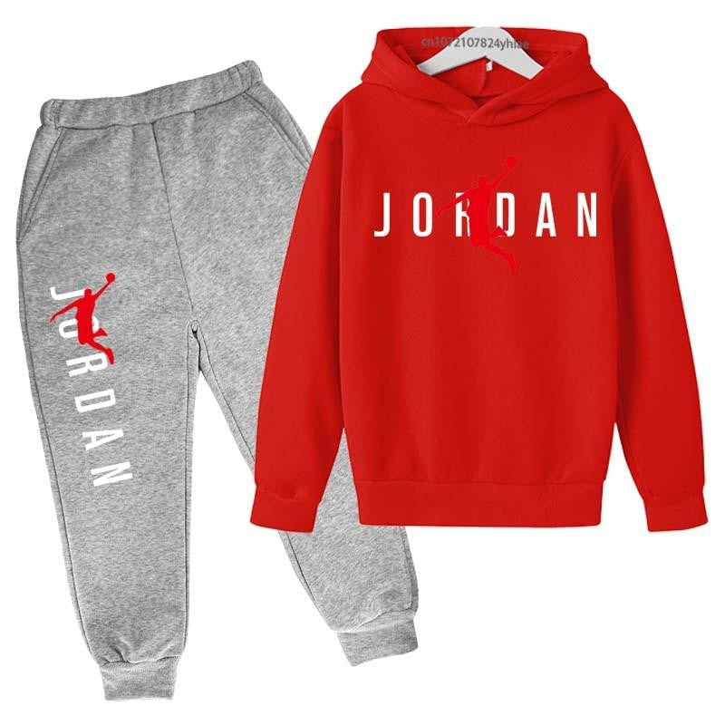 Children Spring Autumn Hoodie Pants Two Piece Suit Boys And Girls Outdoor Sports Set Kid Casual Pullover basketball Coat