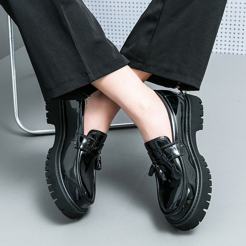 Handmade Fashion Men Tassel Loafers Thick Soled Leather Gentleman Fashion Slip-on Shoes Men’s Business Dating Formal Party Shoes