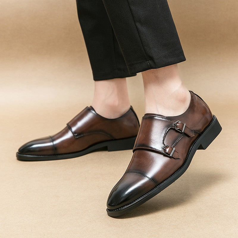 Large size men's three-point casual leather shoes men's leather business gentleman British style dress men Mengke shoes