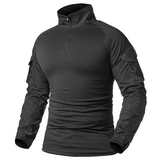 Men's Outdoor Long Sleeve Combat Shirt Cargo 1/4 Zipper Ripstop Cotton Tactical Shirts US Army Camoufalge Airsoft Clothing