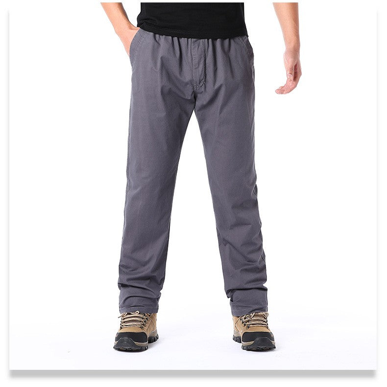 Casual Pants Men's Spring Autumn Cotton Cargo Trousers Plus Size Large Sports Pants Loose Straight Man Elastic Waist Pants