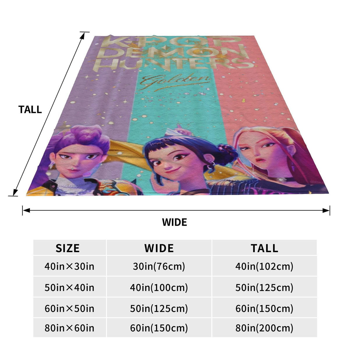 kpop Demon Hunters Huntrix Golden Blanket Warm Graphic Plush Throw Blanket For Girls Boys Living Room Flannel Bedspread Cover