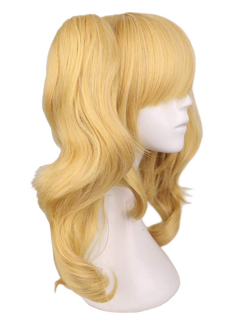 SuQ Long Wavy Cosplay Mixed Blonde Wig With 2 Ponytails Synthetic Hair Wigs
