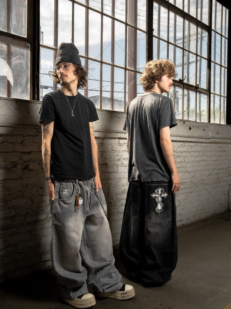 American Retro Harajuku Bgaay Jeans Men Vintage Streetwear Trousers Trendy Hip-hop Punk Y2K High-waisted Straight Pants Women