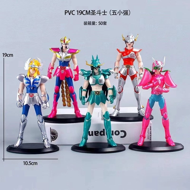 Japanese Anime Saint Seiya Figure Phoenix Ikki Hyoga Seiya Shiryu Standing Figure Toy PVC Box Figure Collection Decoration 19cm