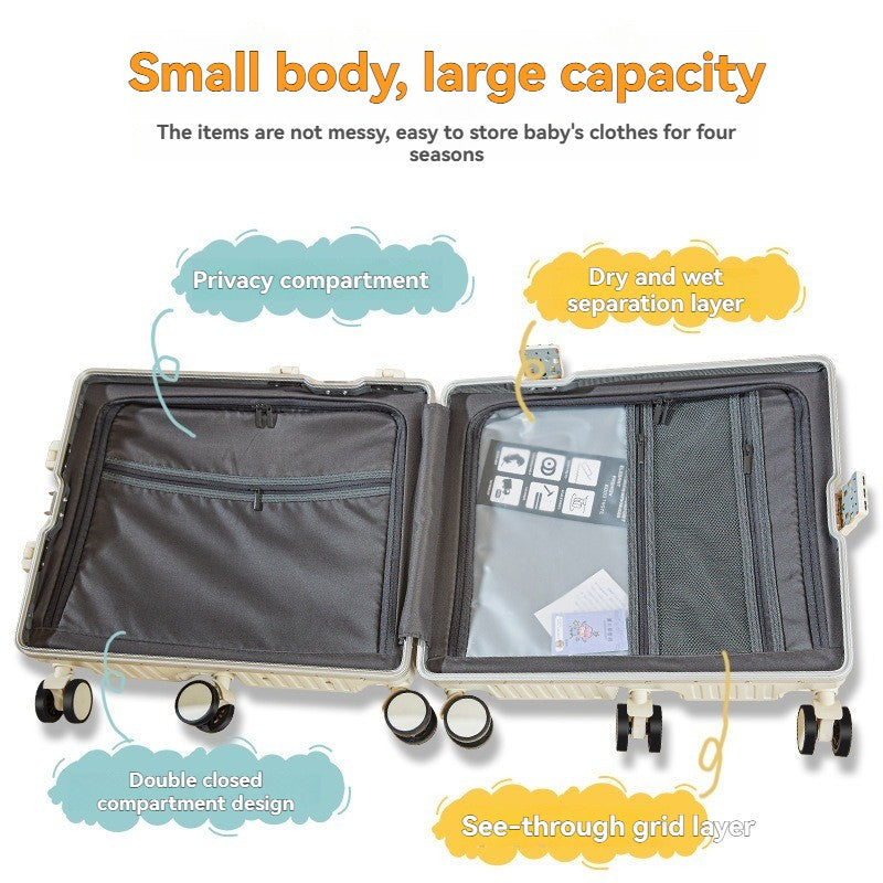 Children's luggage, a 20-inch aluminum frame carry-on suitcase for girls, a boy's travel code suitcase for kids