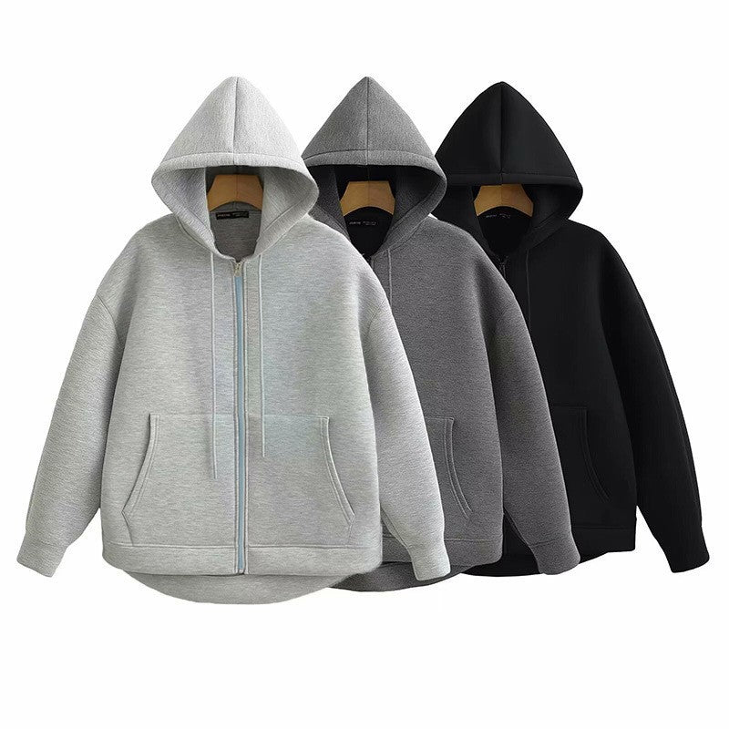Women's Jackets With Hood Big Pocket Zipper Women Top Long Sleeve Women's Coat Loose Outerwear Winter Coats Black Jacket