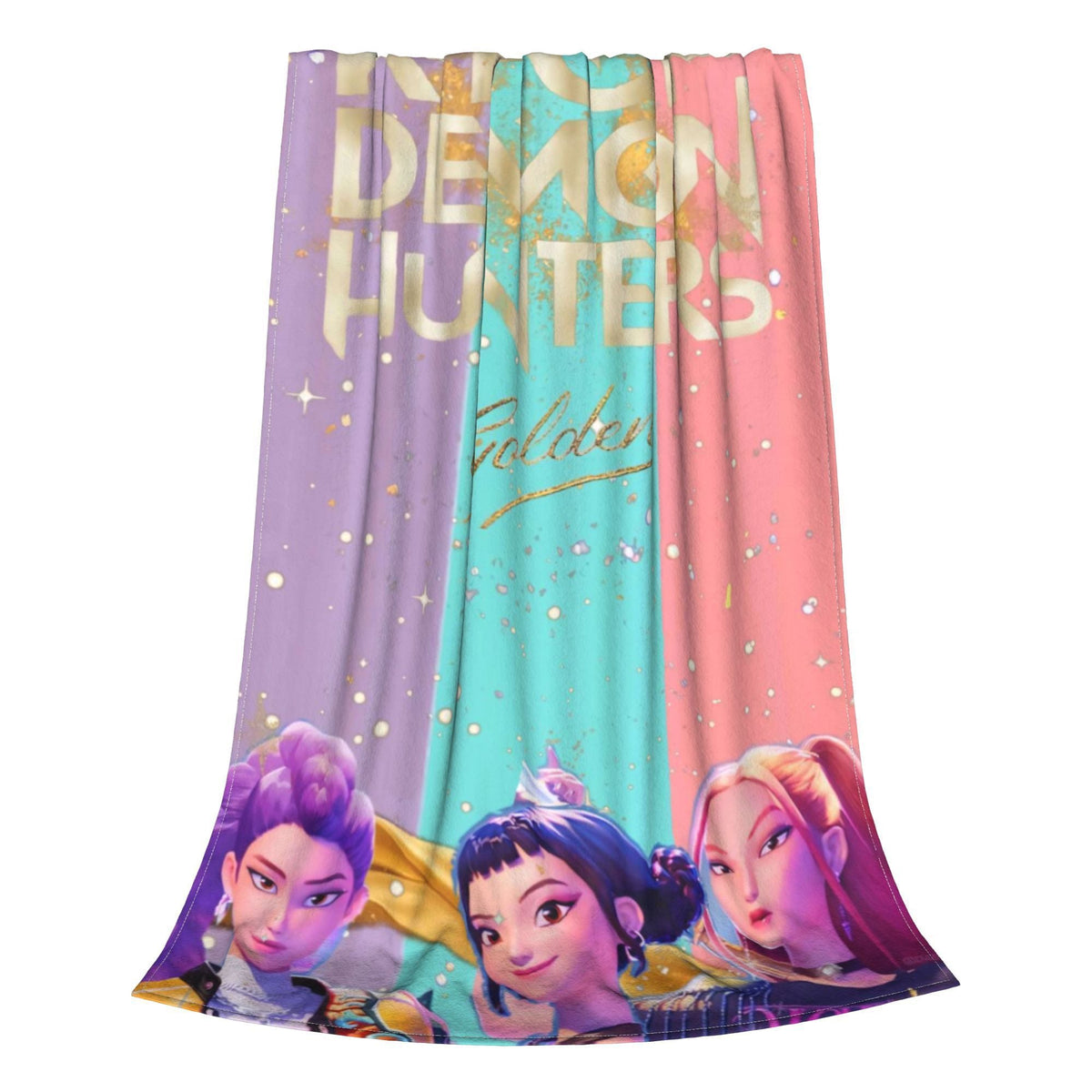 kpop Demon Hunters Huntrix Golden Blanket Warm Graphic Plush Throw Blanket For Girls Boys Living Room Flannel Bedspread Cover