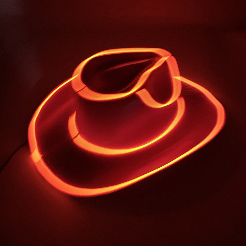 Wireless LED Western Cowboy Hat Light Up Cowboy Hat Disco Bride Pink Cowgirl Hat Concert NightClub Wedding Costumes Accessories