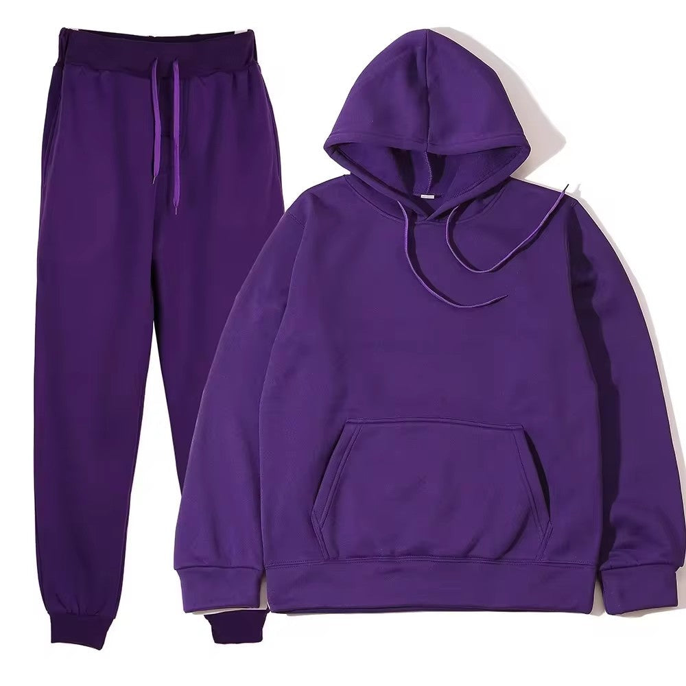 2025 Men's Autumn and Winter New Solid Color Hoodie+pants Two-piece Set Fashionable Casual Sports Set Size S-3XL Men's Tracksuit