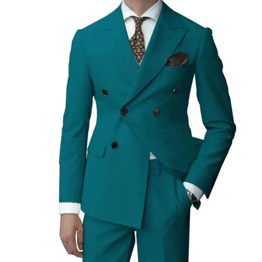 Red Double Breasted Men's Suits Four-buttons 2 Piece Set Blazer Pant Custom Made Wedding Tuxedos Male Prom Party Suits