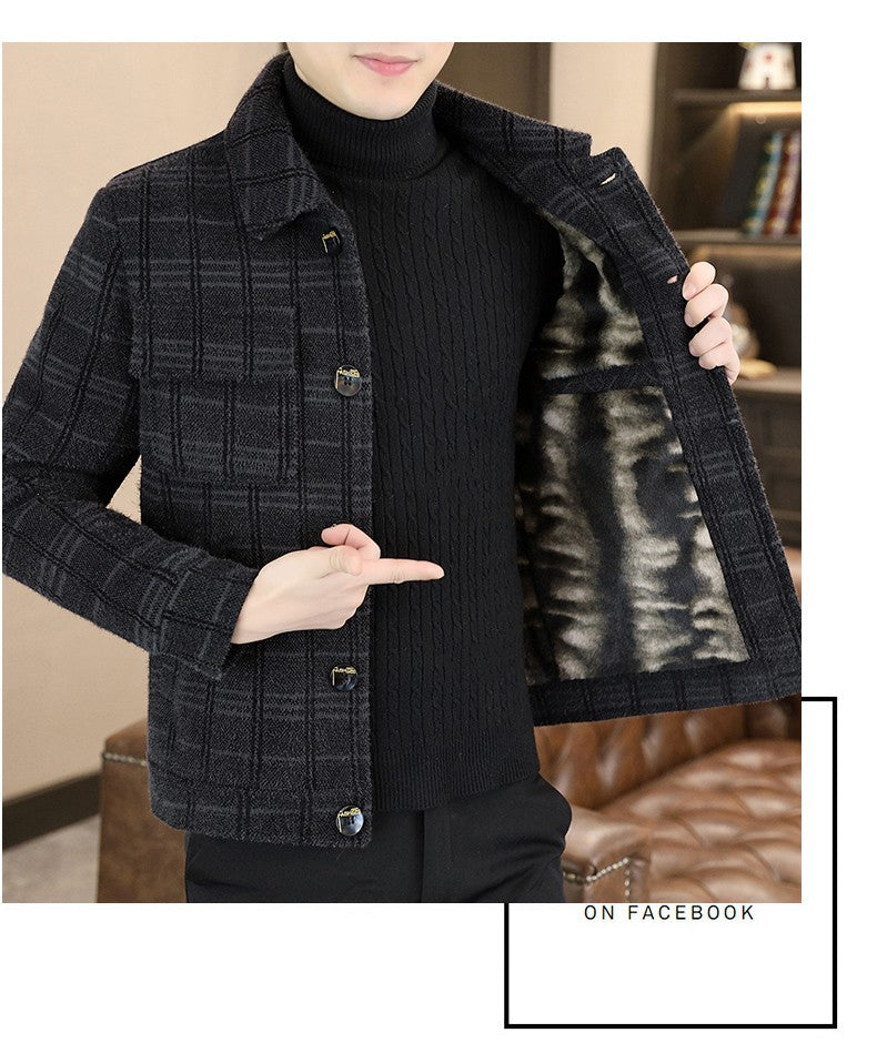 2023 Winter Plaid Woolen Jackets Men Fashion Slim Fit Thickened and Warm Trench Coat Casual Business Streetwear Overcoat M-4XL