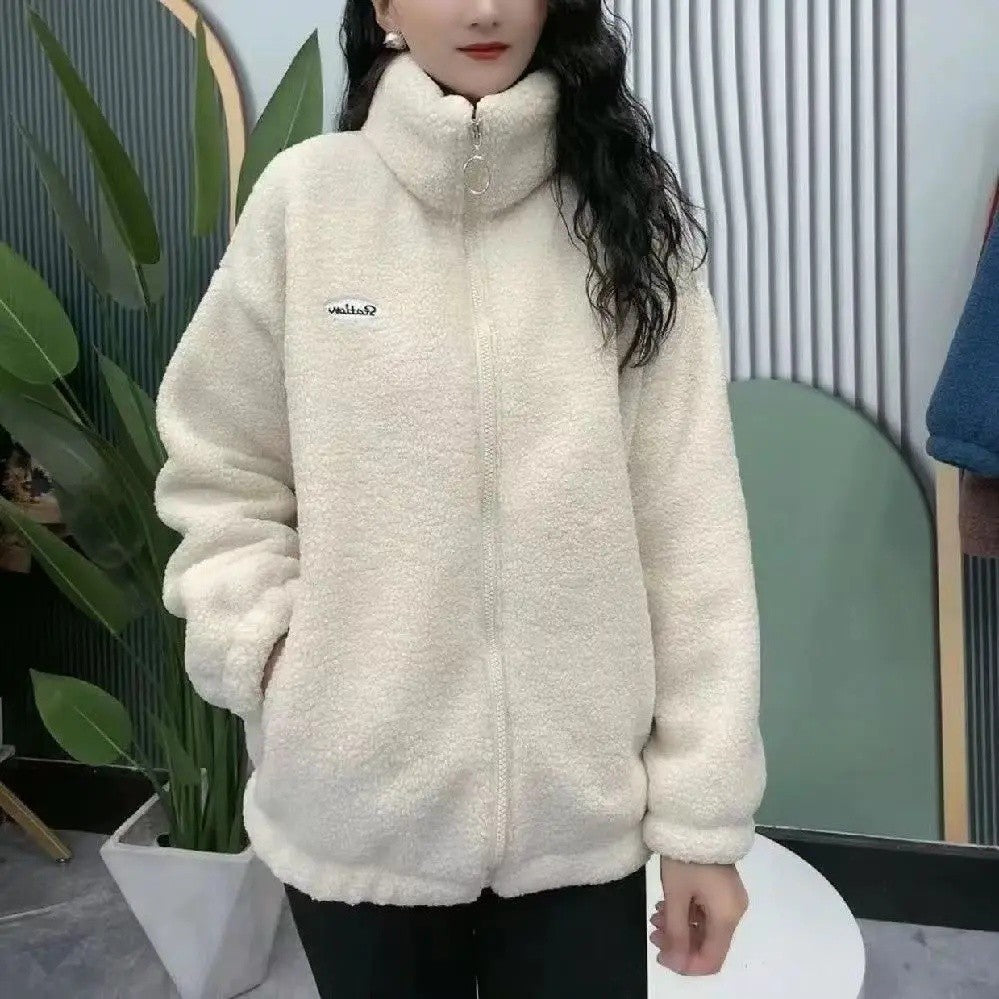 Plus Size Thickened Lamb Fur Cotton Jacket Warm Fashionable Mid-aged And Elderly Women's Outerwear Particle Fleece Thick Coat