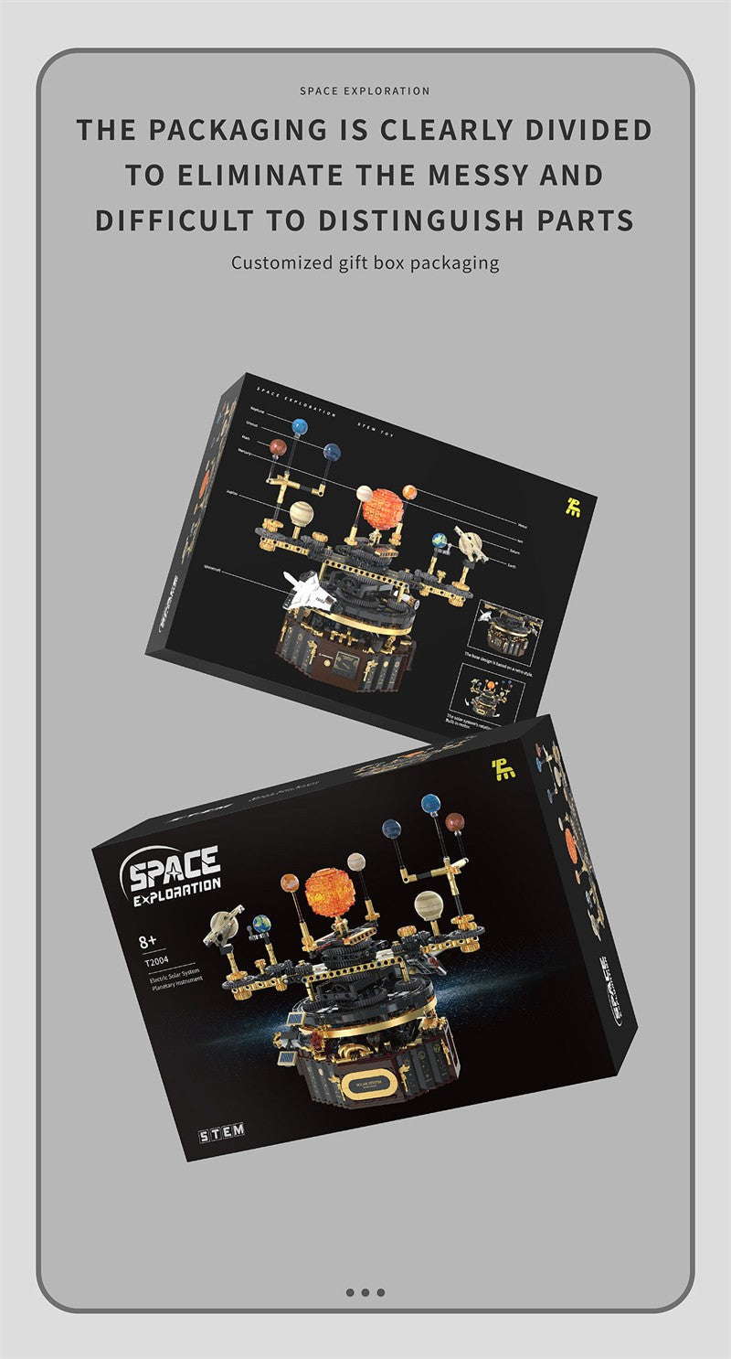Electric solar system Model building blocks Space Exploration Learning equipment Assembling toy rotatable gift for child student