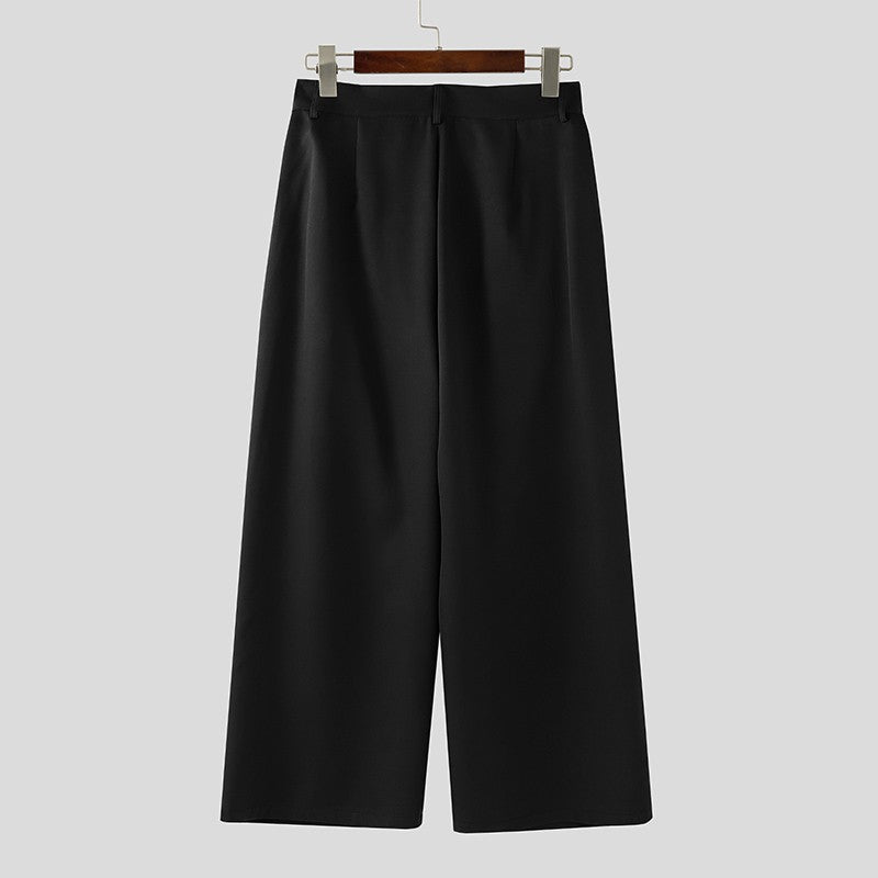 INCERUN Men Wide Leg Pants Solid Button Joggers Loose Casual Trousers Men Streetwear Korean Style Fashion Male Long Pants S-5XL