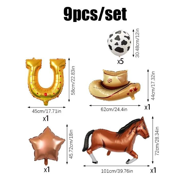 Western Party Balloons Horse Horseshoe Balloons Wild West Cowboy Rodeo Themed Birthday Party Bachelor Party Farm Decoration Gift