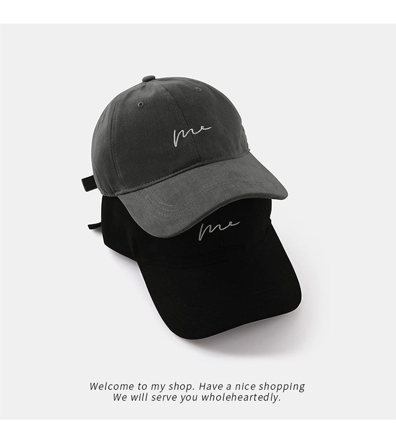 Retro Retro Embroidered Baseball Hat New Big Headed Duck Tongue Hat Letter Fashion Sunshade Hat Women's Adjustable Sports Hat