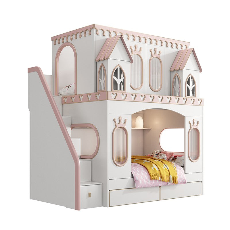 Castle princess bed, children's bed, girl's bedroom, double bed, tree hole, solid wood