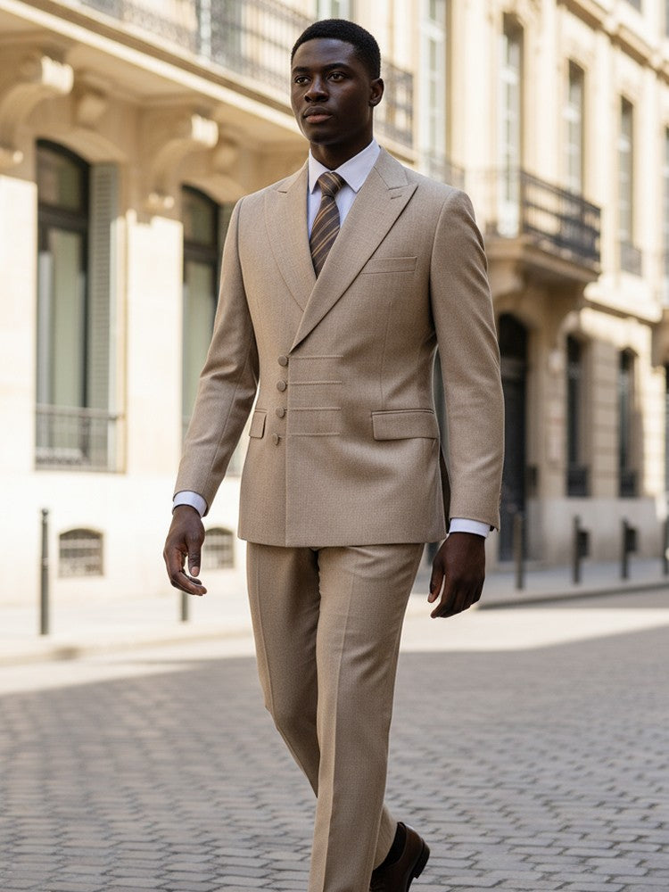 ST Cassy Elegant man suit for wedding Slim Fit Double Breasted Multiple buttons Casual Business man 2 piece outfit set