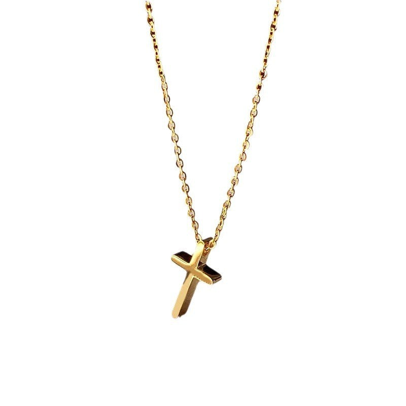Stainless Steel Cross Necklac Gold Color Necklace for Women Men Exquisite Chain Necklaces Birthday Present Jewelry Accessories