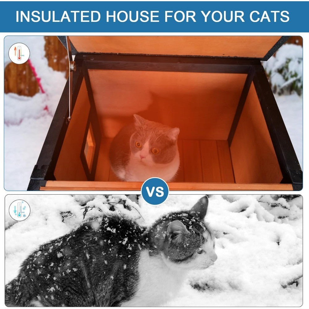 Weatherproof Insulated Outdoor Cat House for Feral Cats - All-Season Foam Shelter with Dual Escape Options