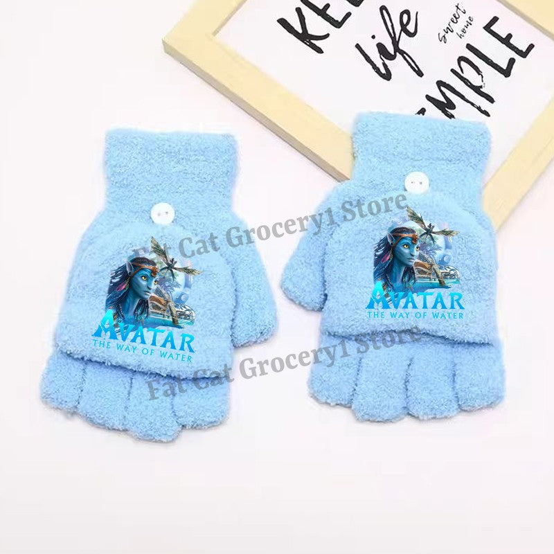 Avatar Fire and Ash Gloves Disneys Boy Winter Flip Cover Mittens Kids Outdoors Warm Cute Glove Children Clothes Accessories Gift