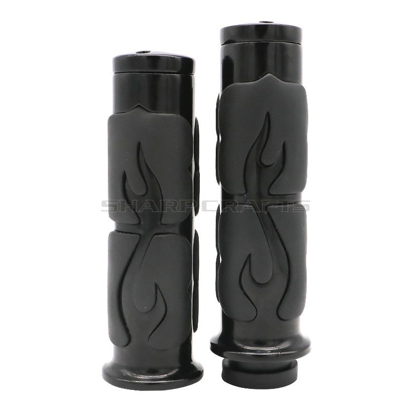 1" 25mm & 7/8'' 22mm Billet Rubber Flame Spike Hand Grips For Harley Honda Kawasaki Suzuki Yamaha Bikes Cruiser Chopper Custom