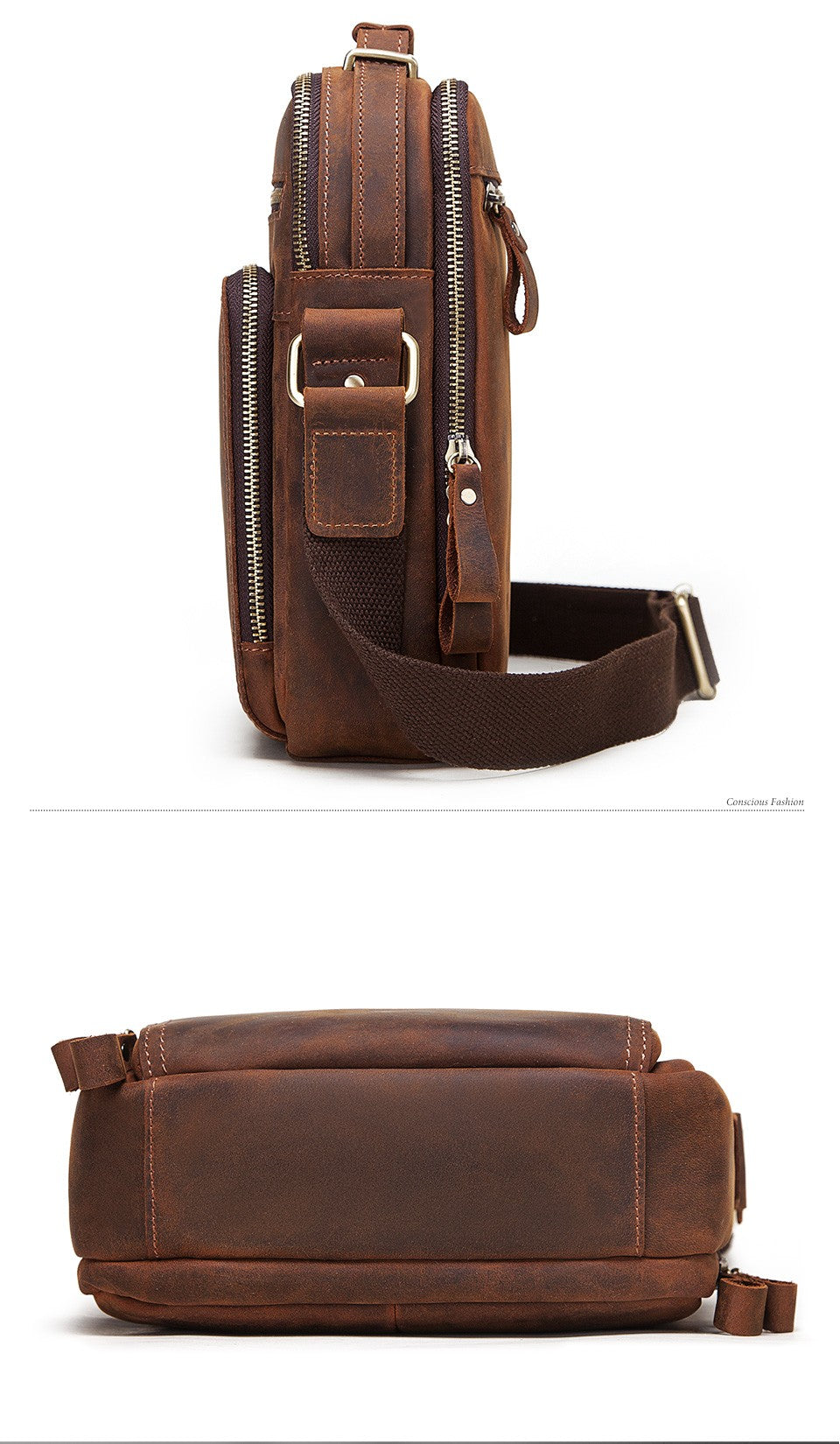 HUMERPAUL Genuine Leather Men's Shoulder Bag Vintage Cross Bags Large Capacity Male Messenger Tote Bag Travel Bolso Hombres