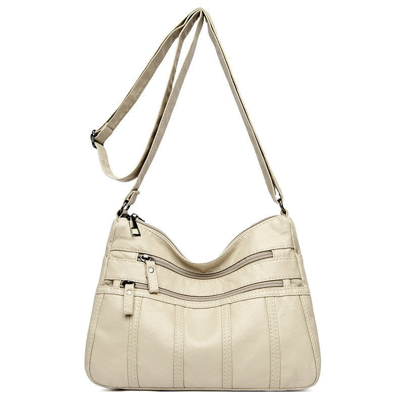 Fashion Soft Leather Crossbody Bags for Women 2025 Casual Female Multi Pocket Messenger Bags Retro Handbags Ladies Shoulder Bags