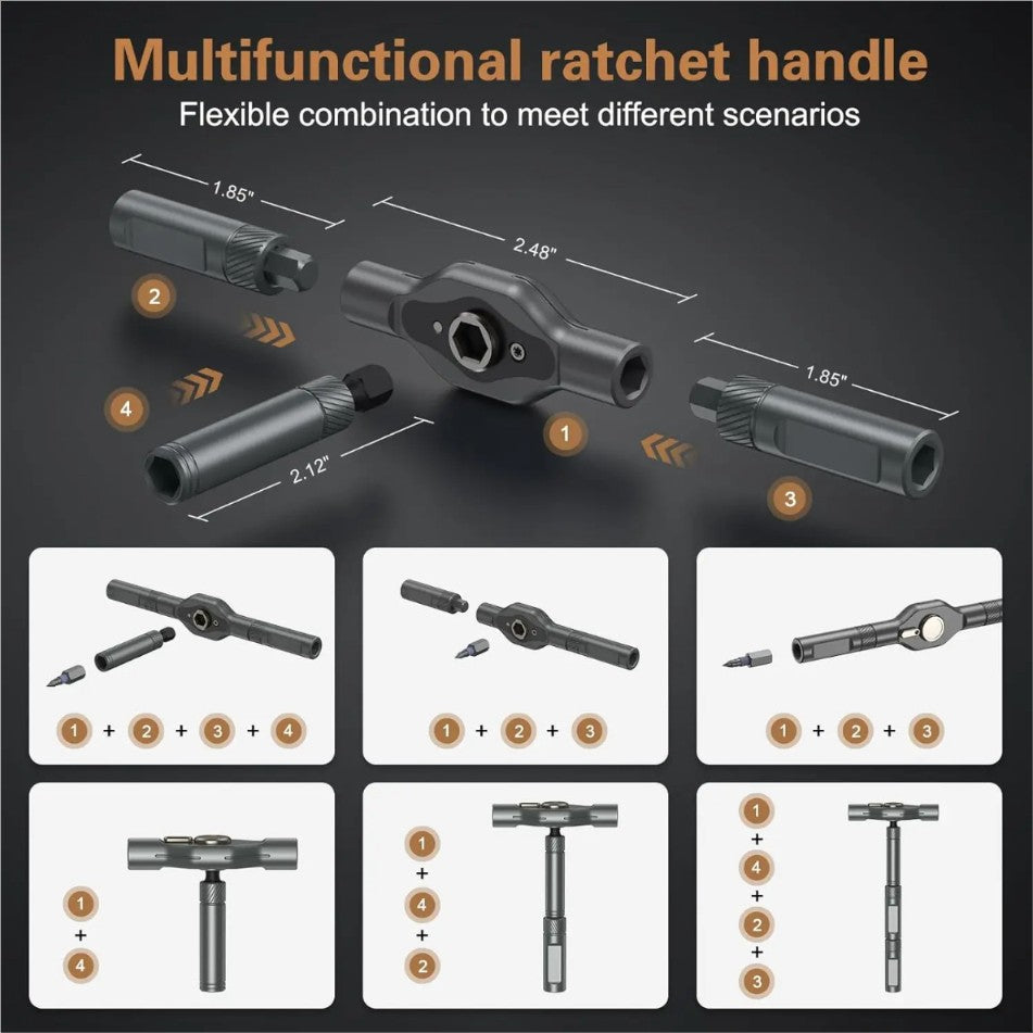24 In 1 Multi-purpose Ratchet Wrench Screwdriver Set Magnetic Bits Tools Set DIY Household Repair Tool Precision Hand Tools Work