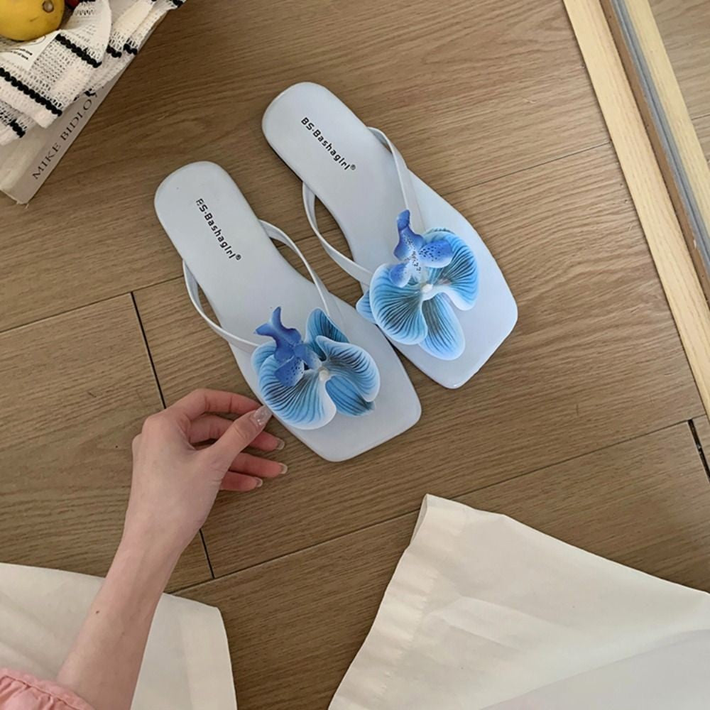 Daily Sweet Butterfly Orchid Slipper Summer Vacation Flower Flip Flops Elegant Out Wear Women's Sandals Ladies/Girls