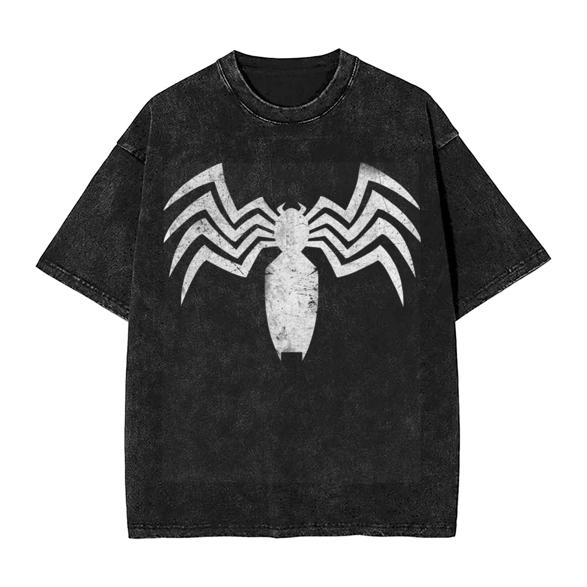 Venom Distressed Logo Washed T Shirt Streetwear Hip Hop Vintage T-Shirts Tee Shirt Men Women Short Sleeve Oversize Graphic
