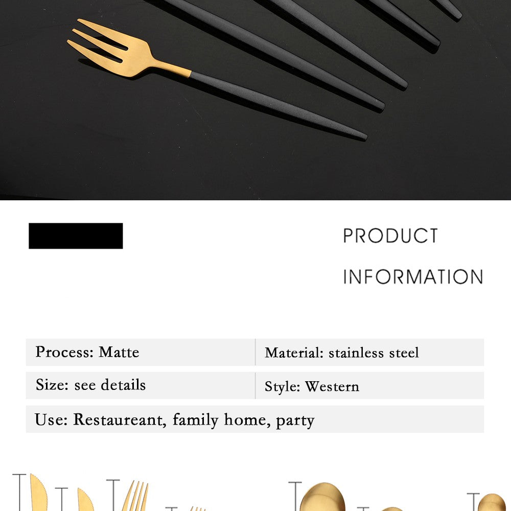 Tableware Stainless Steel Black Gold Flatware Cutlery Set Dinnerware Dinner Knife Coffee Spoon Fork Salad Fork Spoon Silverware