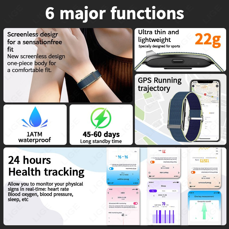 LIGE 2025 Smart Band Watch Heart Rate Health Monitoring Pedometer Sport Fitness Tracker Electronic Bracelet Men Smartwatch Women
