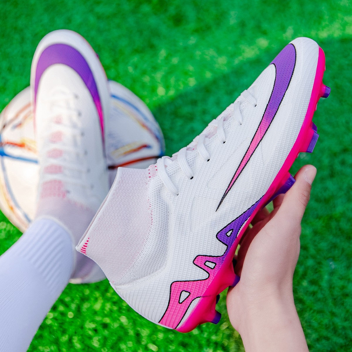 New Men High-top Football Boots Grass Cleats Non-Slip Soccer Shoes Futsal Sneakers High-quality Match Indoor Hot-selling Outdoor